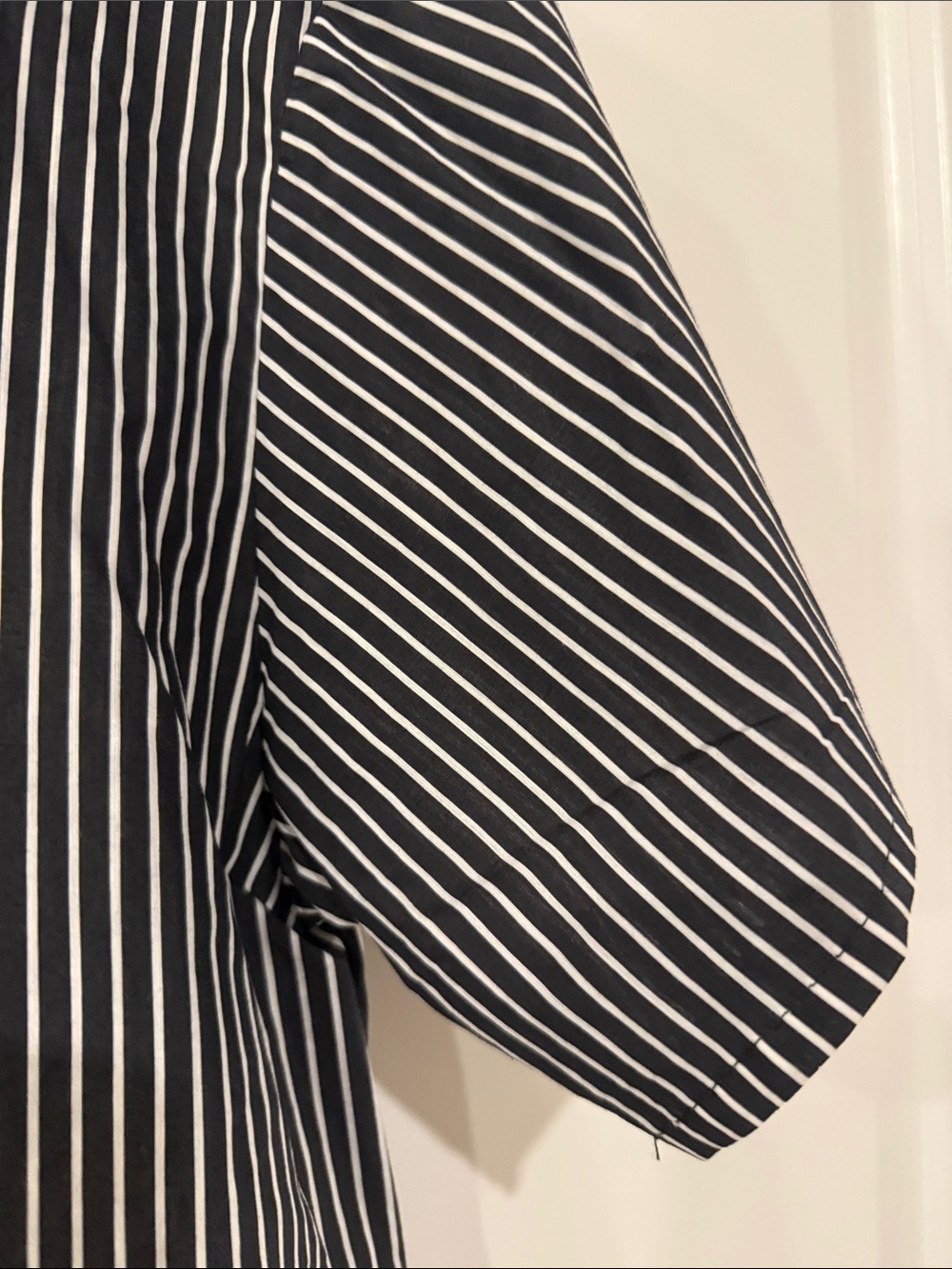 Active USA Black and White Striped Short-Sleeve Button-Down Crop Shirt - Picture 10 of 11